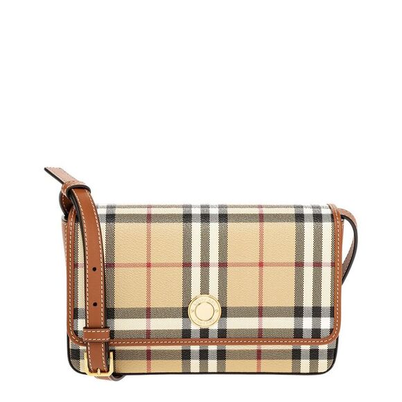 Burberry Hampshire Canvas & Leather Crossbody, Beige - Picture 1 of 3